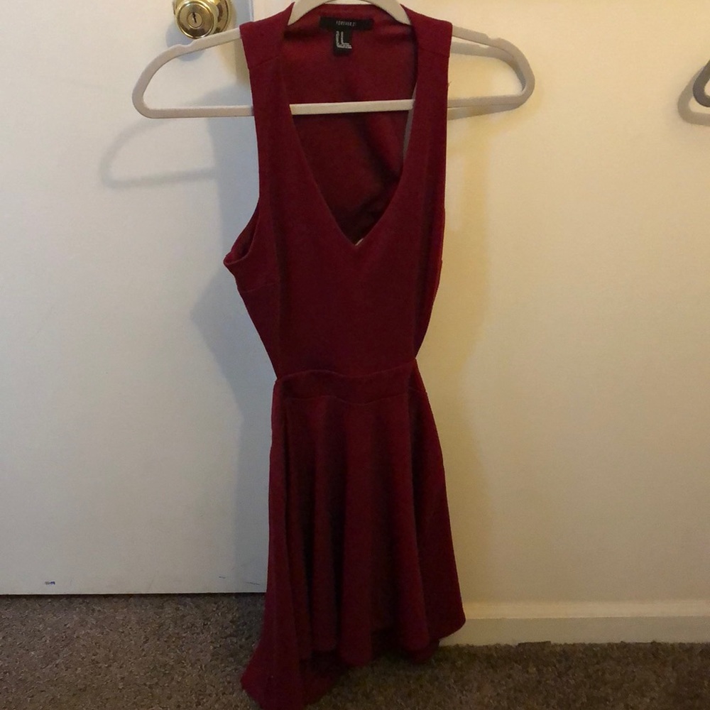 Maroon cut out mini skater dress